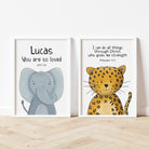 Safari themed nursery bible verse prints - Dolly and Fred Designs