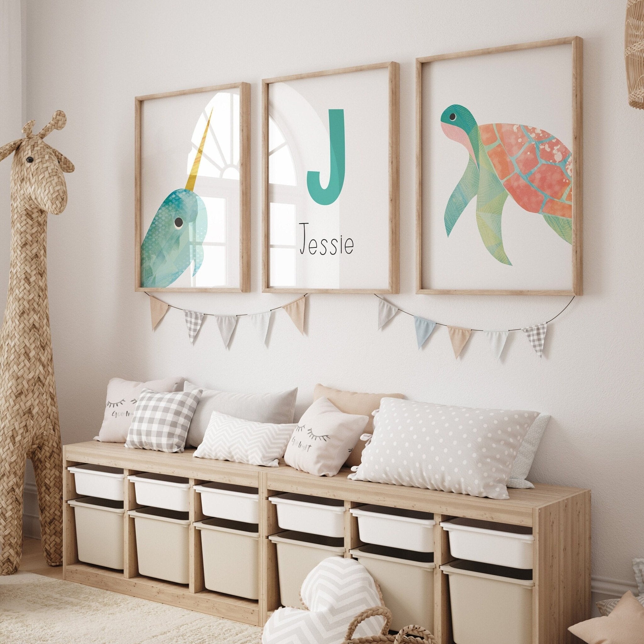 Sea animal nursery print set of 3 - Dolly and Fred Designs