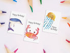 Sea Animal Themed Birthday Card Pack - Dolly and Fred Designs