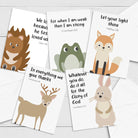 Set of 9 Minimalist Bible Verse Woodland Postcards for Children - Dolly and Fred Designs