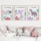 Set of 9 Pink Dinosaur Affirmation prints - Dolly and Fred Designs