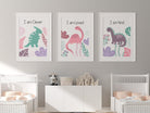 Set of 9 Pink Dinosaur Affirmation prints - Dolly and Fred Designs