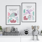 Set of 9 Pink Dinosaur Bible verse prints - Dolly and Fred Designs