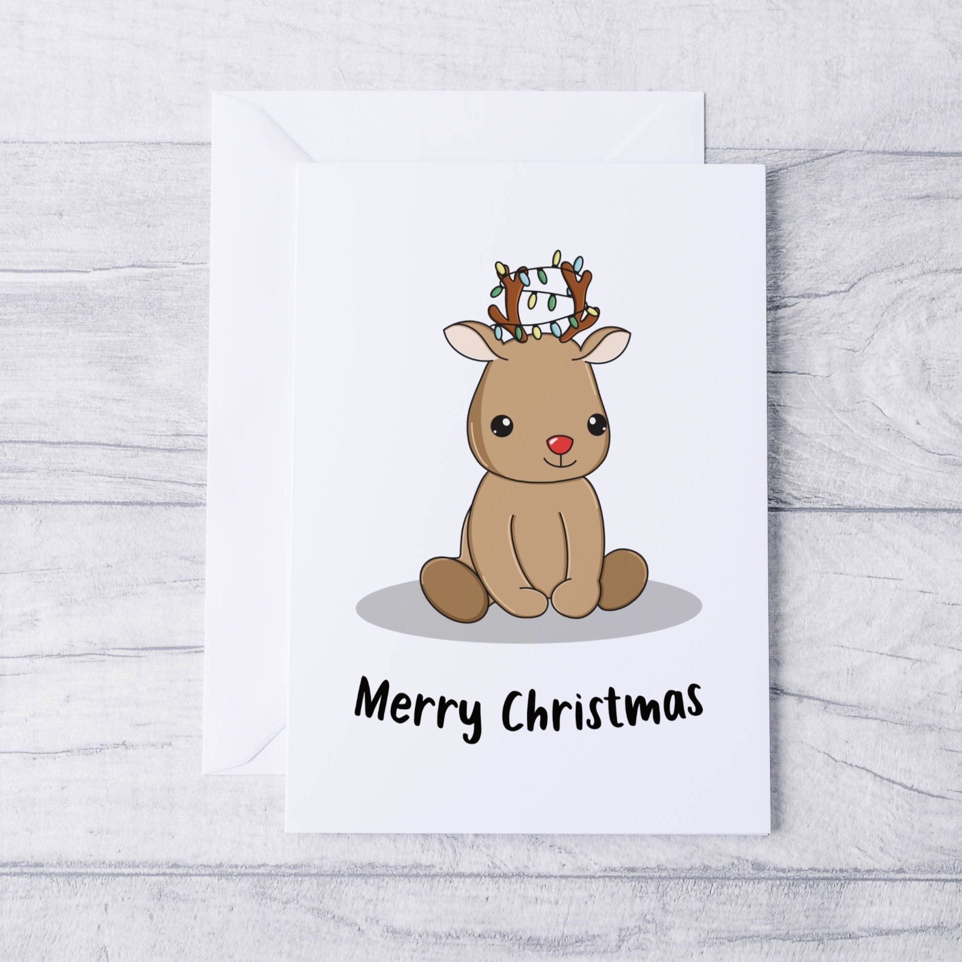 Sitting Reindeer Christmas Card - Dolly and Fred Designs