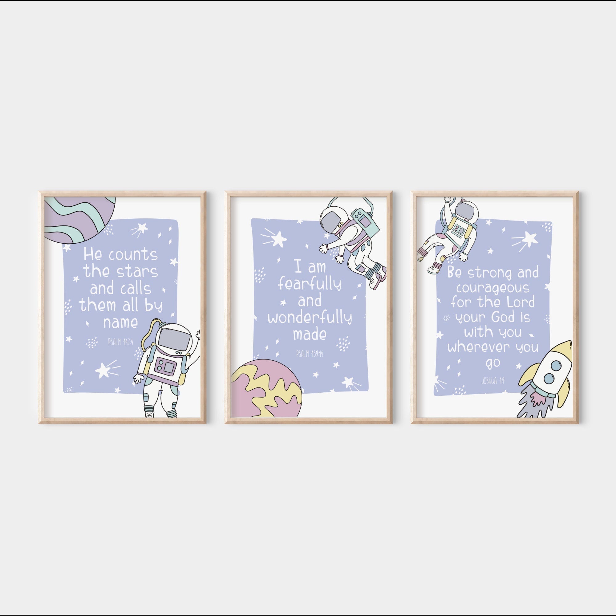 Space Bible Verse Print Set of 3 - Dolly and Fred Designs