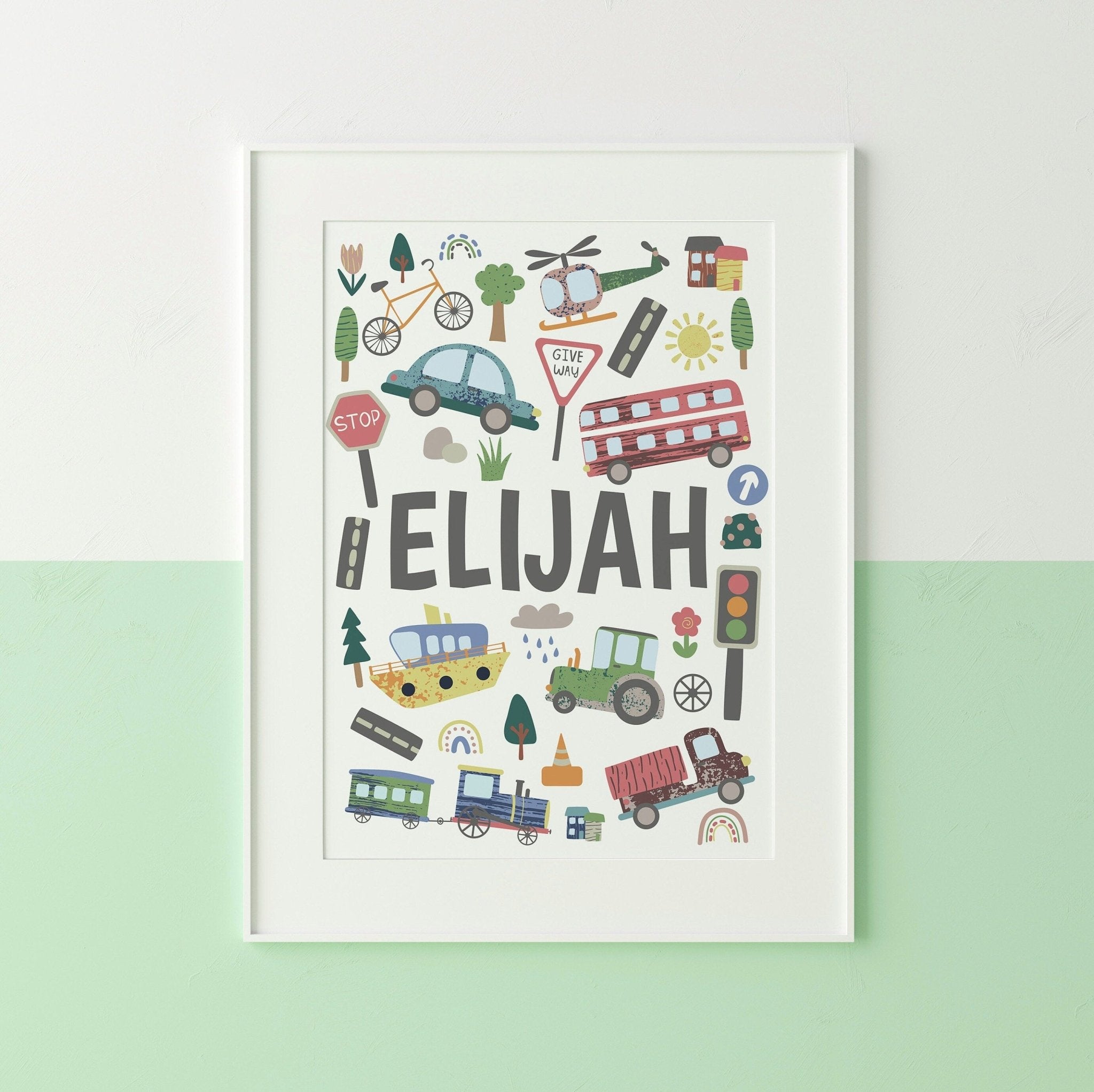 Transport Themed Name Print - Dolly and Fred Designs