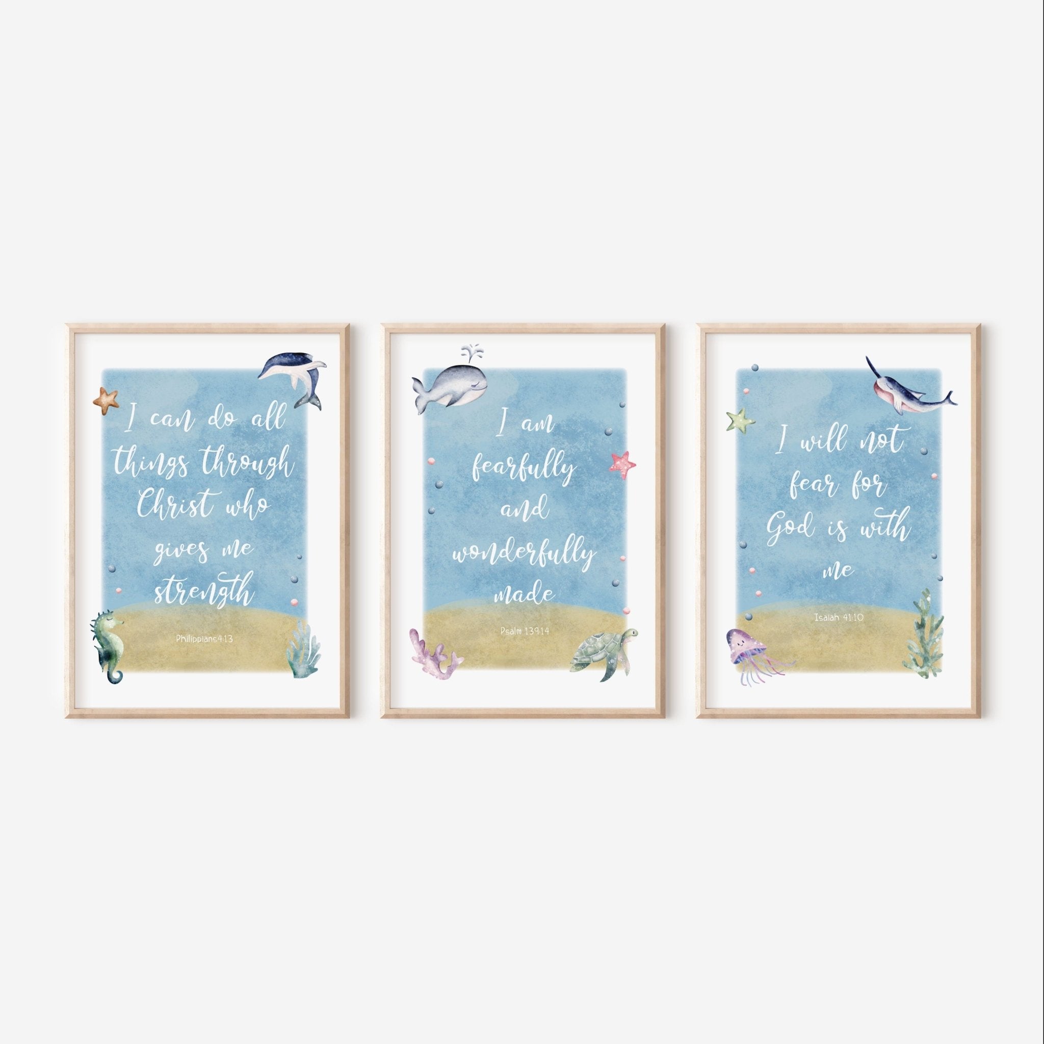 Under the Sea Bible Verse Print Set of 3 - Dolly and Fred Designs