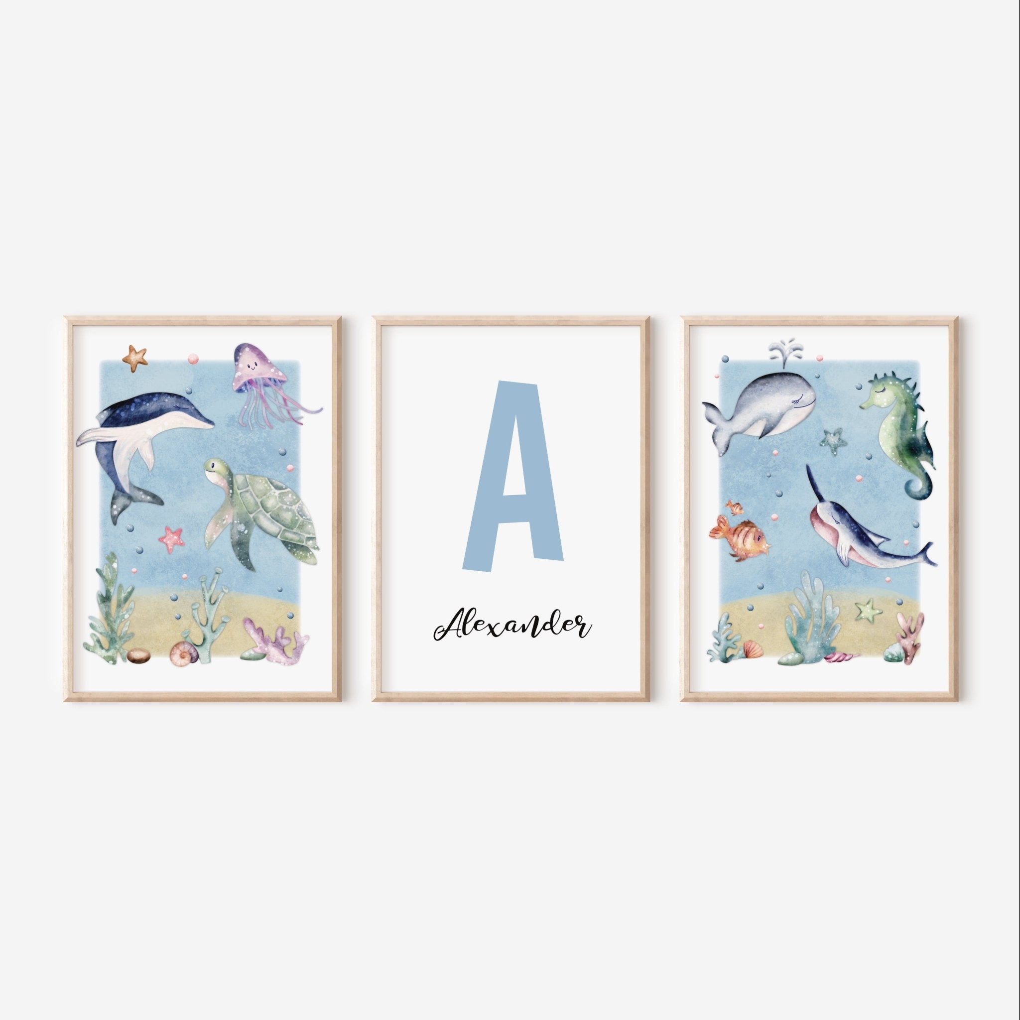 Under the Sea Initial Nursery Print Set - Dolly and Fred Designs