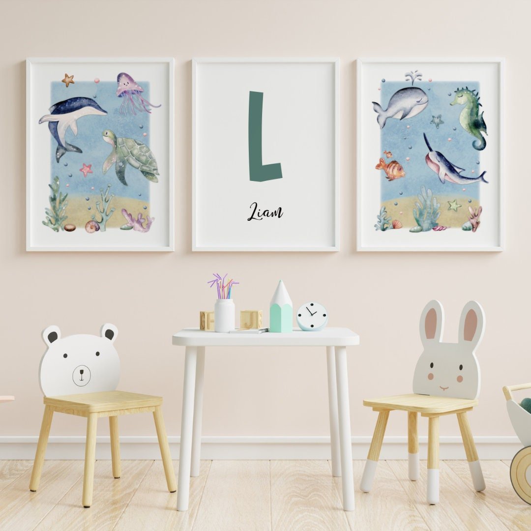 Under the Sea Initial Nursery Print Set - Dolly and Fred Designs