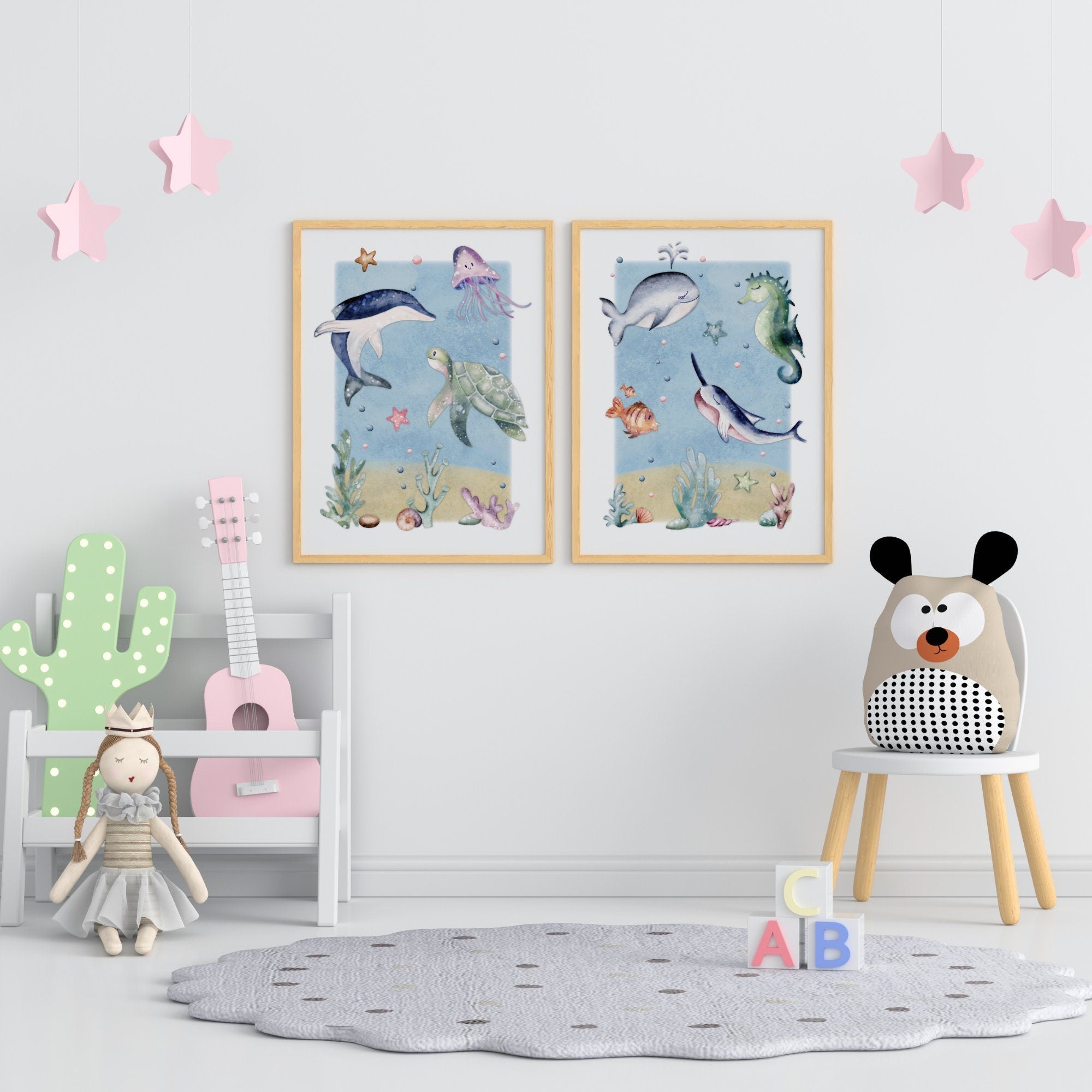 Under the Sea Initial Nursery Print Set - Dolly and Fred Designs