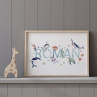 Watercolour Ocean Name print - Dolly and Fred Designs