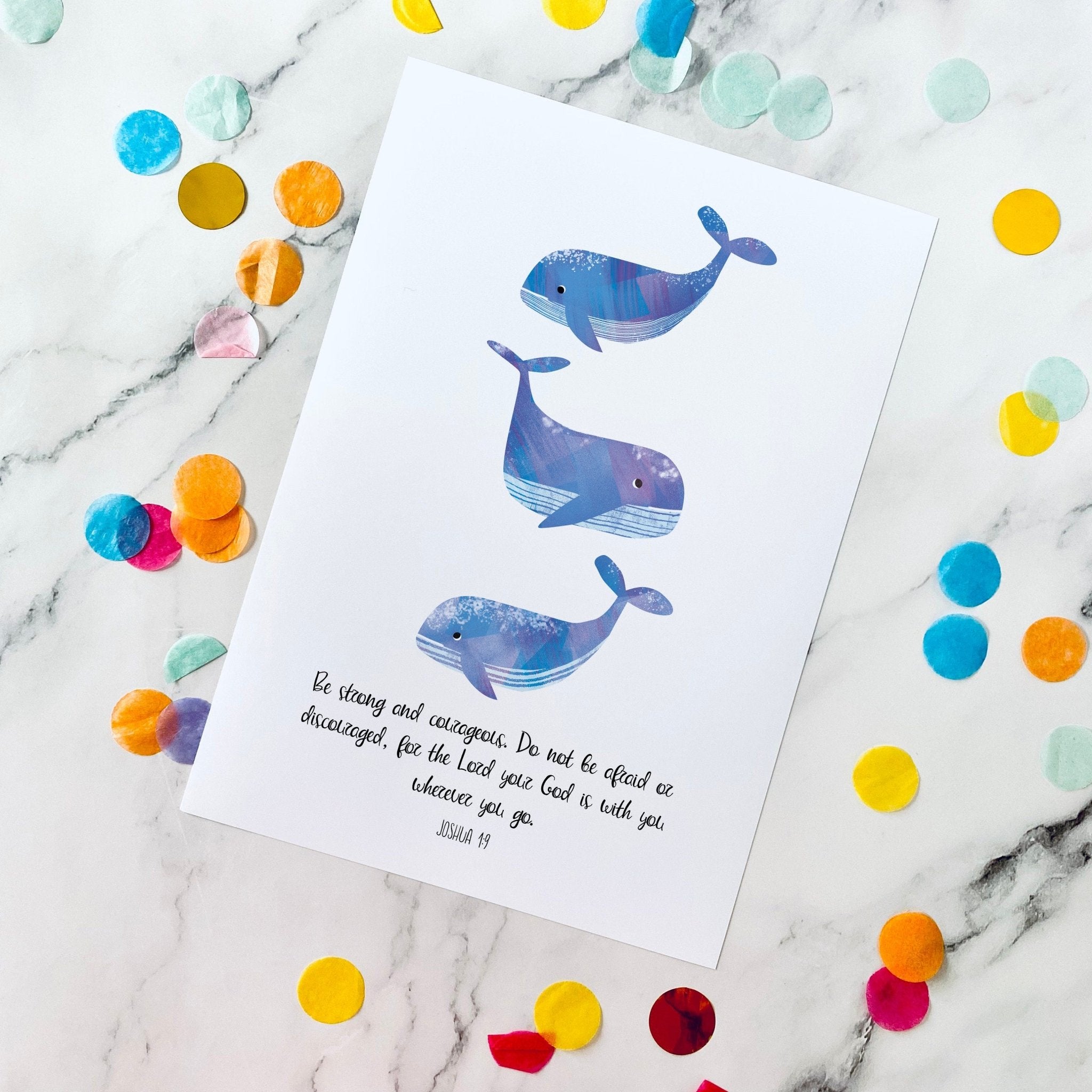 Whale Nursery Bible Verse Print - Dolly and Fred Designs