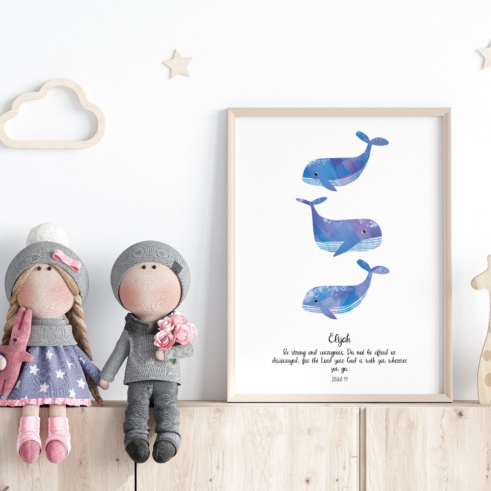 Whale Nursery Bible Verse Print - Dolly and Fred Designs