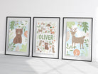 Woodland animal nursery print set for baby boy - Dolly and Fred Designs