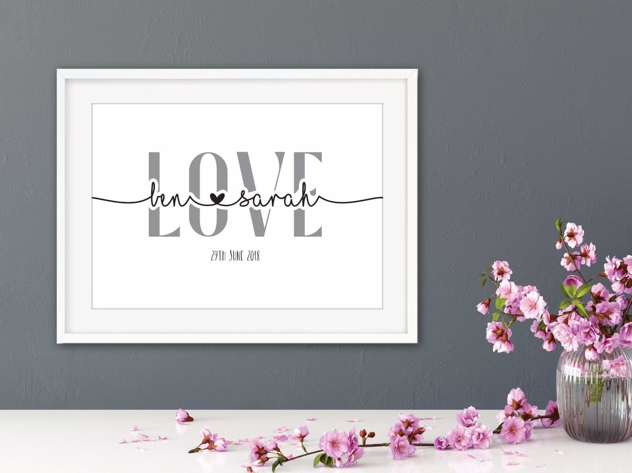 couples love heart name print - Dolly and Fred Designs