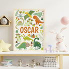 Neutral Dinosaur Name Nursery Print - Dolly and Fred Designs