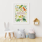 Neutral Dinosaur Name Nursery Print - Dolly and Fred Designs