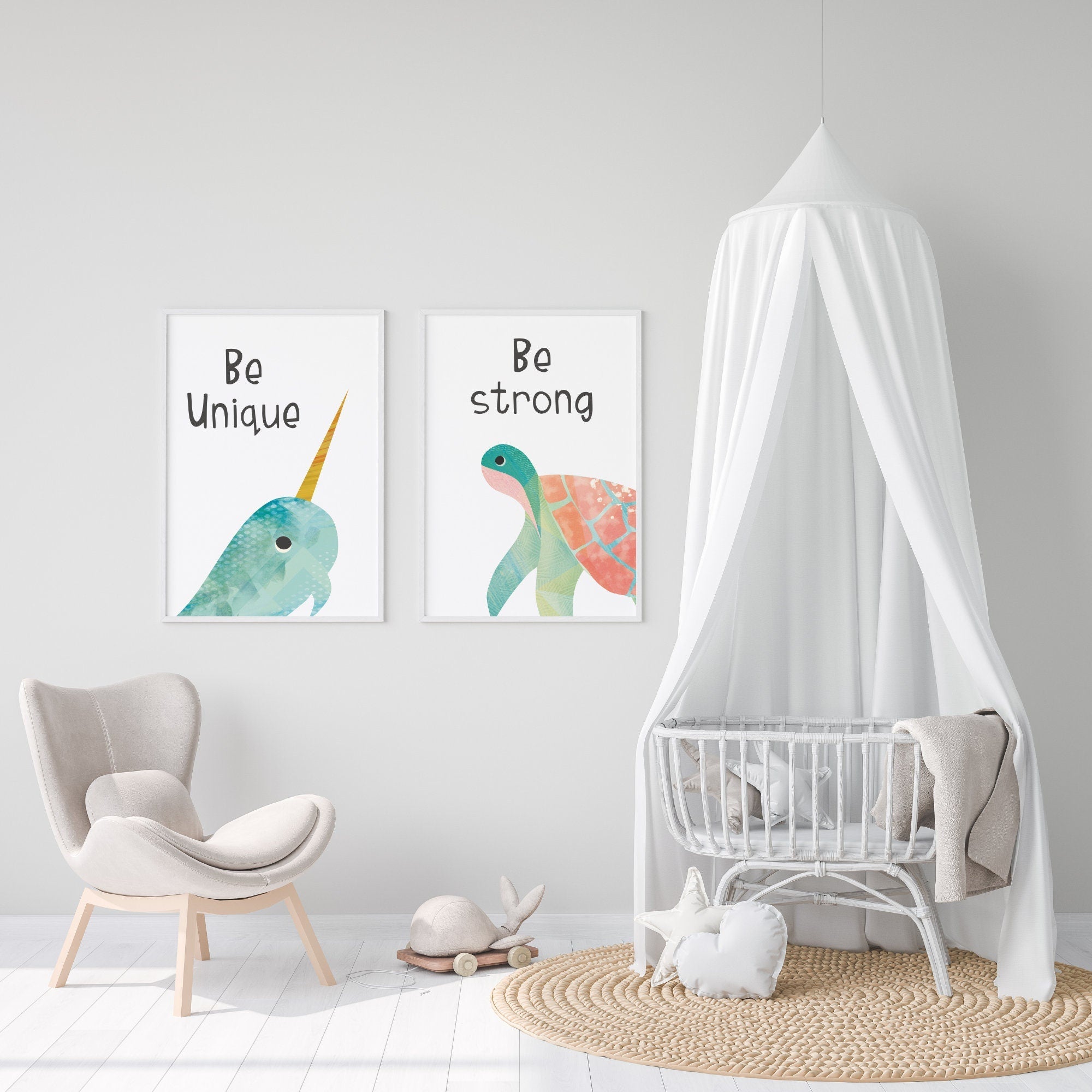 Ocean animal affirmation prints - Dolly and Fred Designs