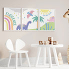 Pastel Rainbow Panoramic Dinosaur Print Set - Dolly and Fred Designs